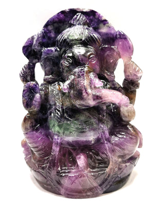 Multicolor Fluorite Handmade Carving of Ganesh -Lord Ganesha Idol/Murti in Crystals and Gemstones -Reiki/Chakra/Healing - 6 inch and 1.25 kg