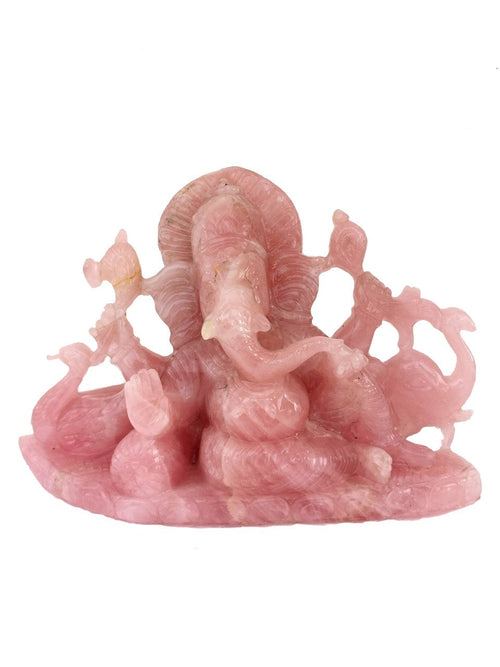 Ganesh Carving Handmade in Rose Quartz -Lord Ganesha Idol |Sculpture in Crystals and Gemstones -Reiki/Chakra/Healing - 7 inch and 4.03 kgs