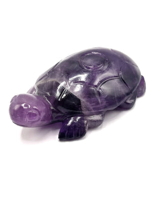 Hand carved tortoise carving in natural amethyst stone - reiki/chakra/healing/crystal - 3 inch and 130 gm (0.29 lb) animal