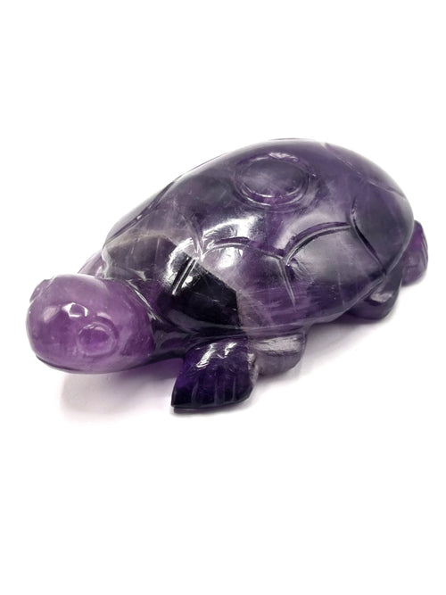 Tortoise carving in natural amethyst stone - reiki/chakra/healing/crystal - 3 inch and 130 gm (0.29 lb) animal
