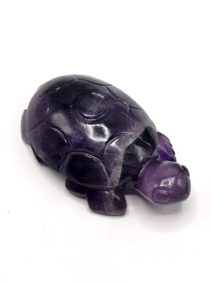 Hand carved tortoise carving in natural amethyst stone - reiki/chakra/healing/crystal - 3 inch and 130 gm (0.29 lb) animal