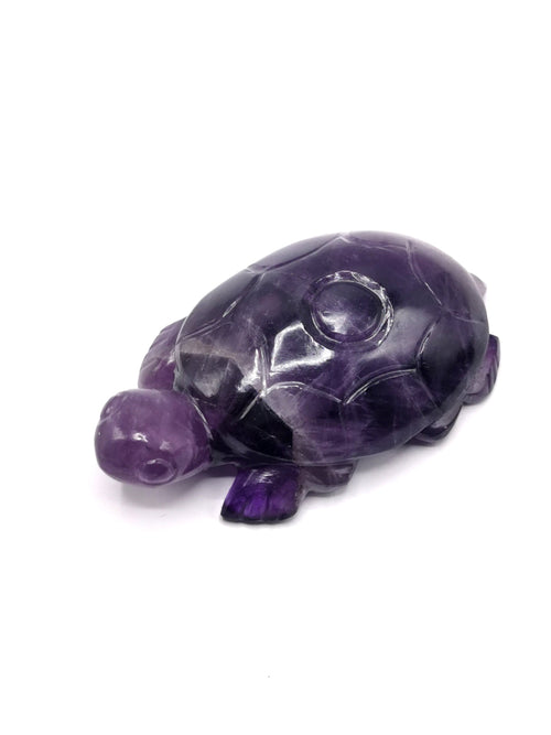 Tortoise carving in natural amethyst stone - reiki/chakra/healing/crystal - 3 inch and 130 gm (0.29 lb) animal