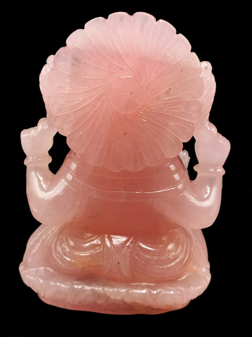 Rose Quartz Handmade Carving of Ganesh -Lord Ganesha Idol| Sculpture in Crystals -Reiki/Chakra/Healing -7 inch & 2.25 kg (4.95 lb)