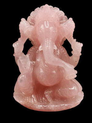 Rose Quartz Handmade Carving of Ganesh -Lord Ganesha Idol| Sculpture in Crystals -Reiki/Chakra/Healing -7 inch & 2.25 kg (4.95 lb)