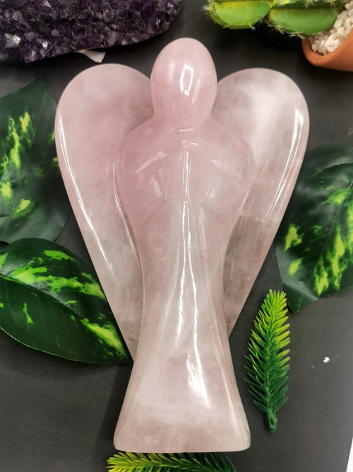 Rose Quartz Angel figurine - Crystal Healing / Reiki / Chakra - 7 inches and 945 gms (2.08 lb)