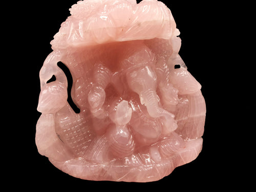 Rose Quartz Handmade Carving of Ganesh under tree -Lord Ganesha Idol| Statue in Crystals -Reiki/Chakra/Healing -9.5 inch & 5.3 kg (11.7 lb)