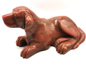 Hand carved dog carving in natural red aventurine stone - reiki/chakra/healing/crystal - 5 inch and 580 gm (1.28 lb) - animal