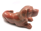 Dog carving in natural red aventurine stone - reiki/chakra/healing/crystal - 5 inch and 580 gm (1.28 lb) - animal