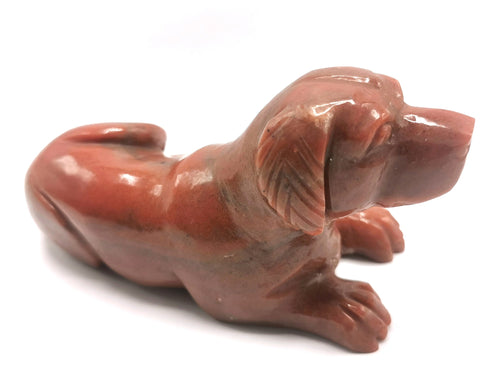 Dog carving in natural red aventurine stone - reiki/chakra/healing/crystal - 5 inch and 580 gm (1.28 lb) - animal