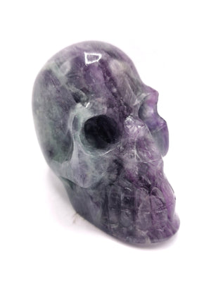 Hand carved skull in natural purple fluorite stone - reiki/chakra/healing - crystal crafts - weight 334 gm (0.74 lb) and 2 inches