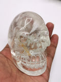 Skull in natural clear quartz stone - reiki/chakra/healing - crystal crafts - weight 374 gm (0.83 lb) and 3 inches
