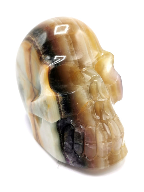 Skull in natural multi fluorite stone - reiki/chakra/healing - crystal crafts - weight 468 gm (1.03 lb) and 3 inches