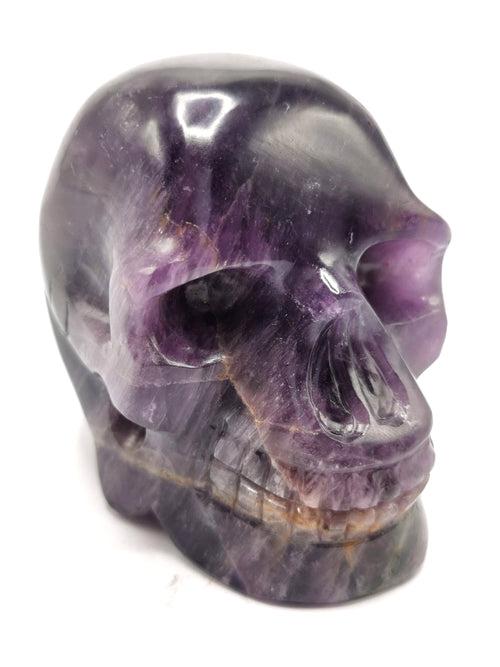 Skull in natural amethyst stone - reiki/chakra/healing - crystal crafts - weight 430 gm (0.95 lb) and 3 inches