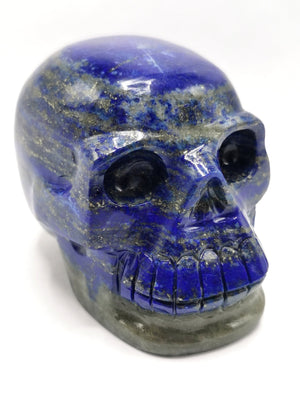 Hand carved skull in natural lapis lazuli stone - reiki/chakra/healing - crystal crafts - weight 362 gm (0.80 lb) and 2.5 inches