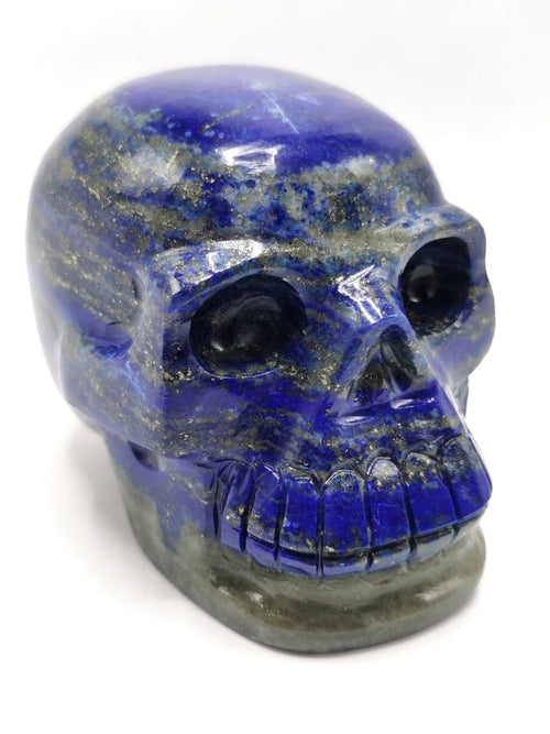 Skull in natural lapis lazuli stone - reiki/chakra/healing - crystal crafts - weight 362 gm (0.80 lb) and 2.5 inches