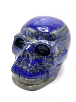 Hand carved skull in natural lapis lazuli stone - reiki/chakra/healing - crystal crafts - weight 362 gm (0.80 lb) and 2.5 inches