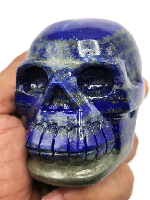 Skull in natural lapis lazuli stone - reiki/chakra/healing - crystal crafts - weight 362 gm (0.80 lb) and 2.5 inches