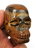 Hand carved skull in natural tiger eye stone - reiki/chakra/healing - crystal crafts - weight 132 gm (0.29 lb) and 2 inches