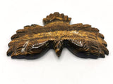 Exquisite golden flying eagle carving in tiger eye crystal stone - 2.5 inches and 36 gms (0.09 lb) - animal miniature carving