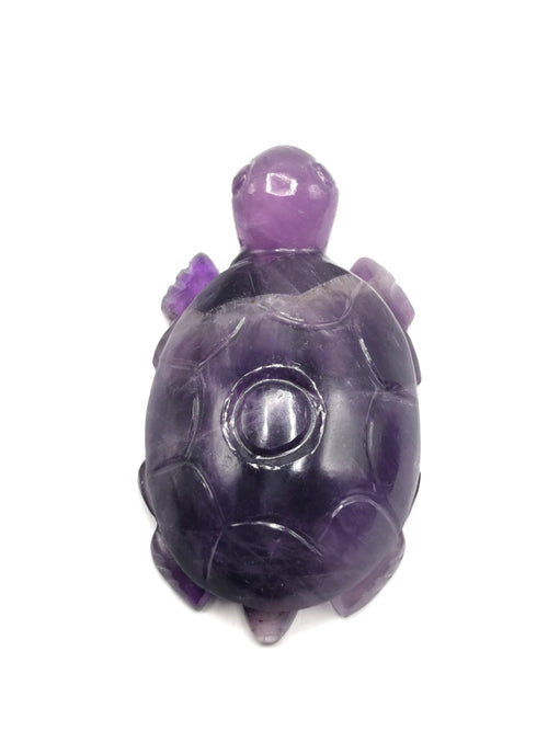 Tortoise carving in natural amethyst stone - reiki/chakra/healing/crystal - 3 inch and 130 gm (0.29 lb) animal
