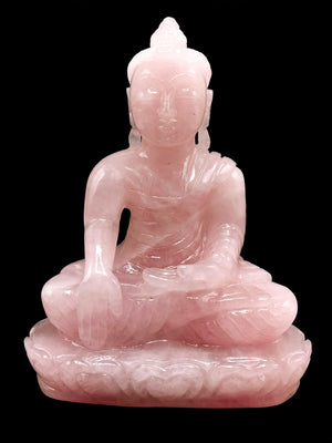 Rose Quartz Buddha - handmade carving of serene and meditating Lord Buddha - crystal/reiki/healing - 8.5 inches and 2.6 kg (5.7 lb)