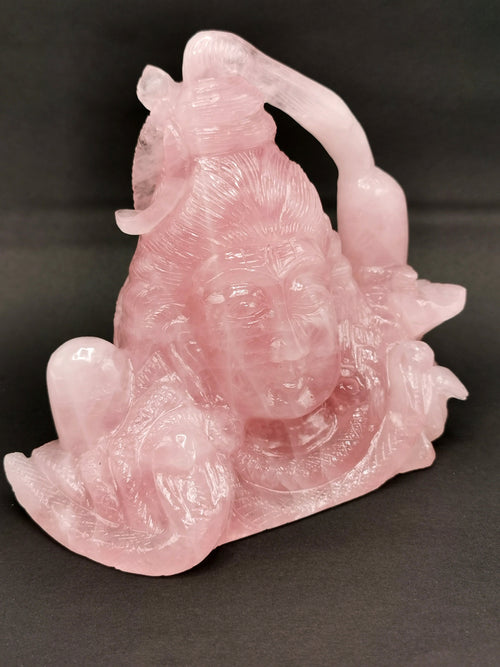 Shiva Handmade in Rose Quartz Carving - Lord Shivshankar in crystals and gemstones | Reiki/Chakra/Healing/Energy - 6 inches