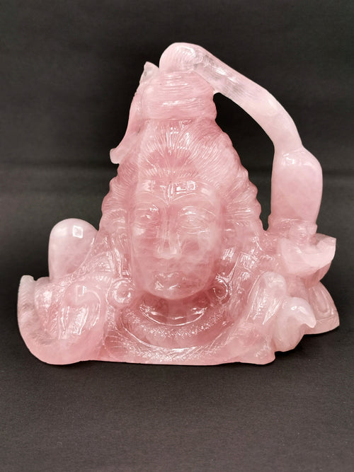 Shiva Handmade in Rose Quartz Carving - Lord Shivshankar in crystals and gemstones | Reiki/Chakra/Healing/Energy - 6 inches