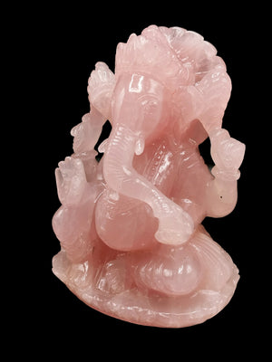 Rose Quartz Handmade Carving of Ganesh -Lord Ganesha Idol| Sculpture in Crystals -Reiki/Chakra/Healing -7 inch & 2.25 kg (4.95 lb)