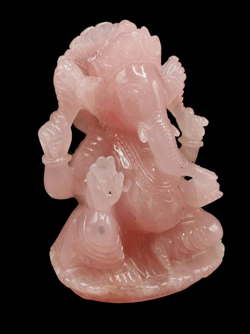 Rose Quartz Handmade Carving of Ganesh -Lord Ganesha Idol| Sculpture in Crystals -Reiki/Chakra/Healing -7 inch & 2.25 kg (4.95 lb)
