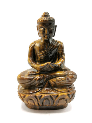 Tiger Eye Buddha - handmade carving of serene and meditating Lord Buddha - crystal/reiki/healing - 3 inches and 148 gms (0.33 lb)