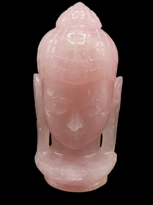 Large Rose Quartz Buddha Face/Head - handmade carving of serene face of Lord Buddha - crystal/reiki/healing - 8 inches and 1.83 kg (4.03 lb)