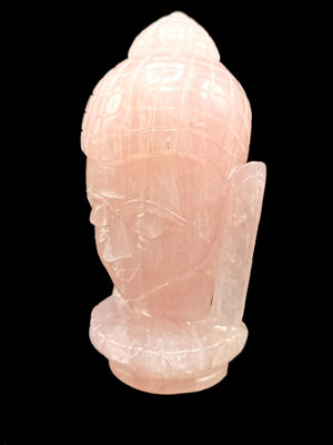 Large Rose Quartz Buddha Face/Head - handmade carving of serene face of Lord Buddha - crystal/reiki/healing - 8 inches and 1.83 kg (4.03 lb)