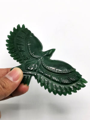 Exquisite flying eagle carving in natural green aventurine crystal stone - reiki/chakra/energy -  4 inches and 62 gms (0.13 lb) - animal miniature carving