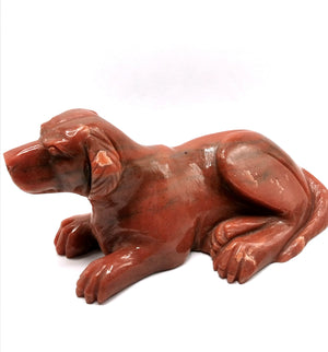 Dog carving in natural red aventurine stone - reiki/chakra/healing/crystal - 5 inch and 580 gm (1.28 lb) - animal