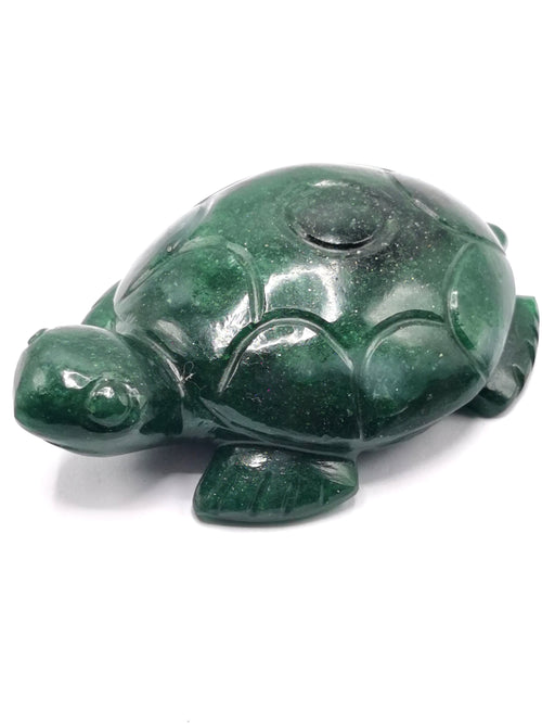 Tortoise carving in natural green aventurine stone with - reiki/chakra/healing/crystal - 3.5 inch and 182 gm (0.40 lb) animal