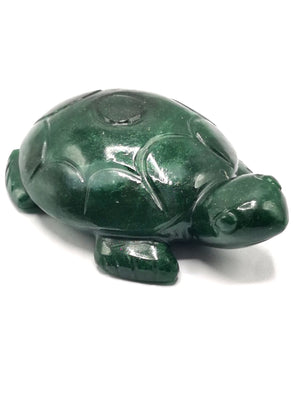 Hand carved tortoise carving in natural green aventurine stone with - reiki/chakra/healing/crystal - 3.5 inch and 182 gm (0.40 lb) animal