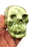 Hand carved skull in natural serpentine stone - reiki/chakra/healing - crystal crafts - weight 392 gm (0.86 lb) and 3 inches