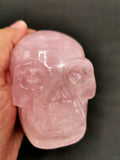 Skull in natural rose quartz stone - reiki/chakra/healing - crystal crafts - weight 414 gm (0.91 lb) and 3 inches