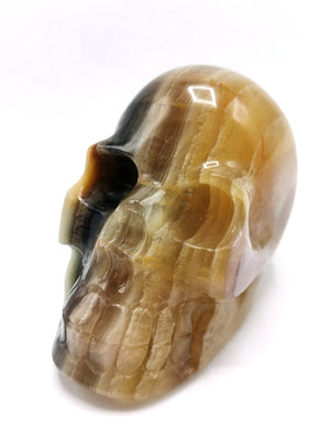 Skull in natural multi fluorite stone - reiki/chakra/healing - crystal crafts - weight 468 gm (1.03 lb) and 3 inches