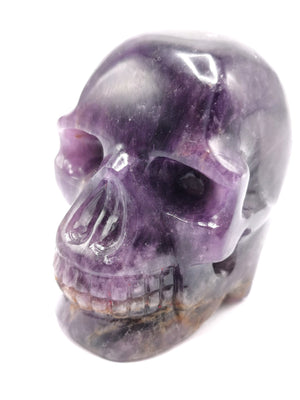 Hand carved skull in natural amethyst stone - reiki/chakra/healing - crystal crafts - weight 430 gm (0.95 lb) and 3 inches