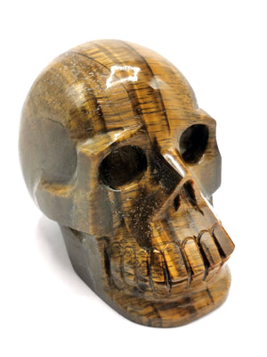 Hand carved skull in natural tiger eye stone - reiki/chakra/healing - crystal crafts - weight 434 gm (0.95 lb) and 3 inches