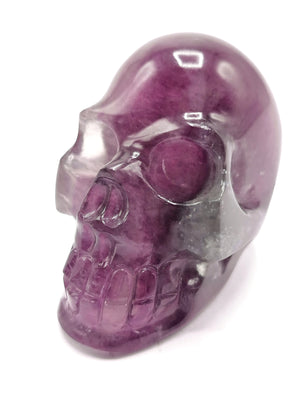 Hand carved skull in natural fluorite stone - reiki/chakra/healing - crystal crafts - weight 334 gm (0.74 lb) and 3 inches