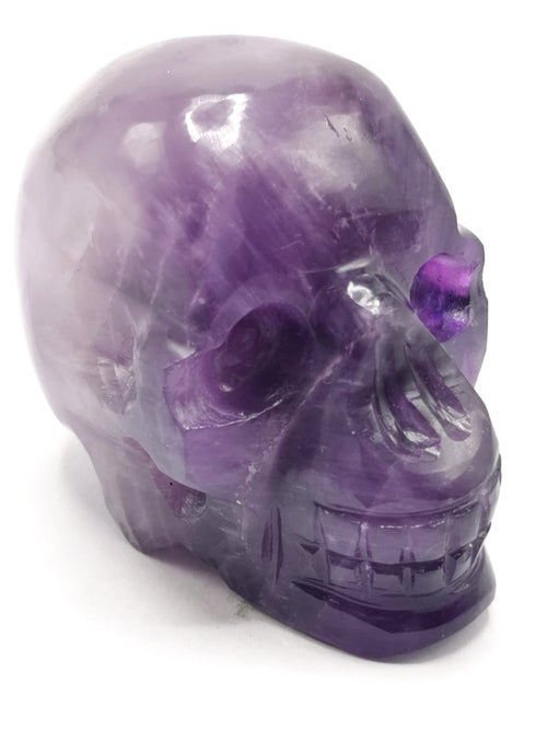 Hand carved skull in natural amethyst stone - reiki/chakra/healing - crystal crafts - weight 165 gm (0.36 lb) and 2 inches