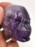 Hand carved skull in natural amethyst stone - reiki/chakra/healing - crystal crafts - weight 165 gm (0.36 lb) and 2 inches