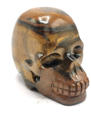 Hand carved skull in natural tiger eye stone - reiki/chakra/healing - crystal crafts - weight 132 gm (0.29 lb) and 2 inches