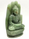 Green Aventurine Buddha on hand - handmade carving of serene and meditating Lord Buddha - crystal/reiki/healing - 6.5 in and 1.1 kg (2.4 lb)