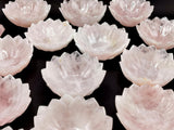 Beautiful rose quartz hand carved lotus bowls - 5 inches diameter and 450 gms (1 lb) - ONE BOWL ONLY