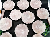 Beautiful rose quartz hand carved lotus bowls - 5 inches diameter and 450 gms (1 lb) - ONE BOWL ONLY