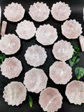 Beautiful rose quartz hand carved lotus bowls - 5 inches diameter and 450 gms (1 lb) - ONE BOWL ONLY