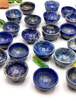 Beautiful lapiz lazuli hand carved round bowls - 2 inches diameter and 90 gms (0.20 lb) - ONE BOWL ONLY